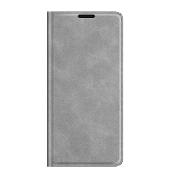 Folio Flip Style Skin-touch Auto-absorbed PU Leather Wallet Shockproof Stand Protective Cover for Google Pixel 6 Pro - Grey