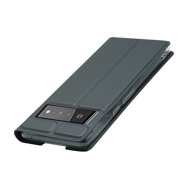 Card Holder Design PU Leather Magnetic Closure Cell Phone Case for Google Pixel 6 - Black