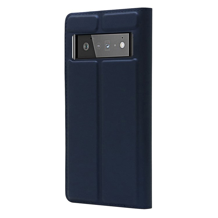 Card Holder Design PU Leather Magnetic Closure Cell Phone Case for Google Pixel 6 - Blue