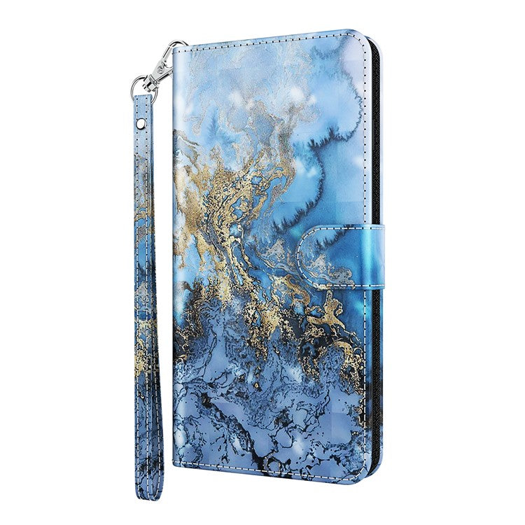 3D Pattern Printing All-round Shockproof Leather Stand Case Wallet Cover with Strap for Google Pixel 5a 5G - Galaxy