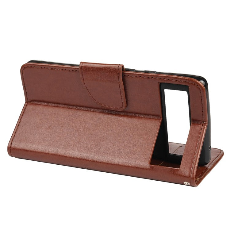Imprint Butterflies Flower Wallet Stand Design Leather Phone Case Shell for Google Pixel 6 Pro - Brown