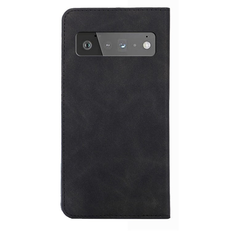 Card Slots Design Full Protection Magnetic Auto-absorbed Skin-touch Leather Stand Case for Google Pixel 6 Pro - Black