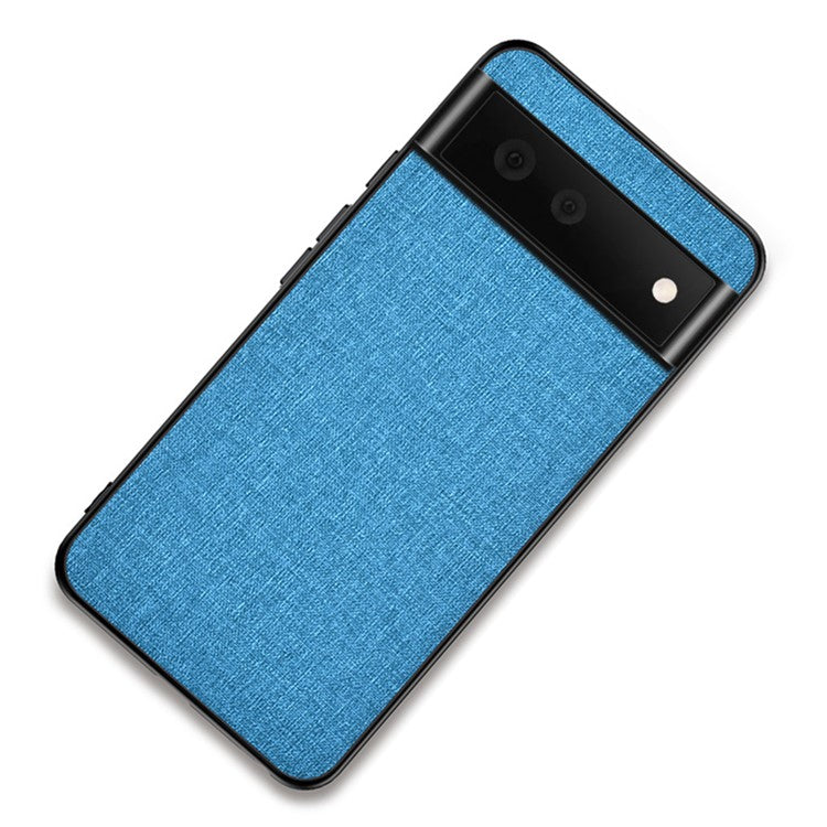 Cloth Coated TPU + PC Hybrid Phone Cover Anti-sweat Anti-fingerprint Case for Google Pixel 6 Pro - Baby Blue