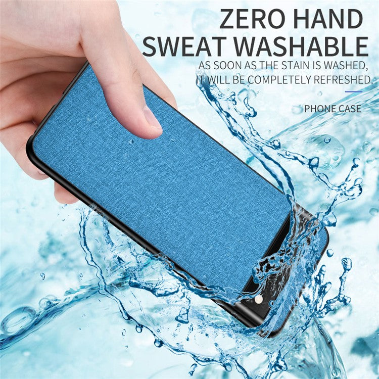 Cloth Coated TPU + PC Hybrid Phone Cover Anti-sweat Anti-fingerprint Case for Google Pixel 6 Pro - Dark Blue