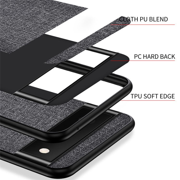 Cloth Coated TPU + PC Hybrid Phone Cover Anti-sweat Anti-fingerprint Case for Google Pixel 6 Pro - Brown