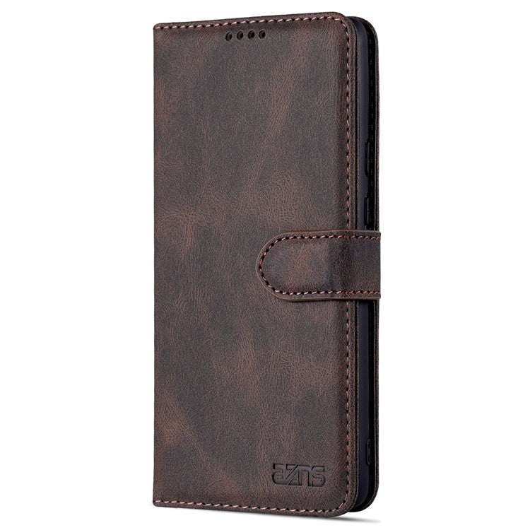 AZNS TPU+PU Leather Wallet Stand Phone Case Shockproof Protection Flip Phone Shell for Google Pixel 6 - Brown