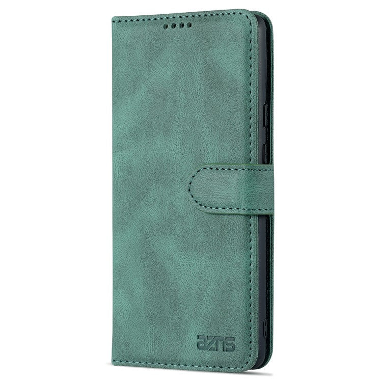 AZNS TPU+PU Leather Wallet Stand Phone Case Shockproof Protection Flip Phone Shell for Google Pixel 6 - Green