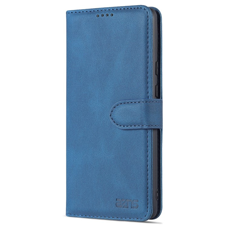 AZNS TPU+PU Leather Wallet Stand Phone Case Well-protected Flip Phone Shell for Google Pixel 6 Pro - Blue