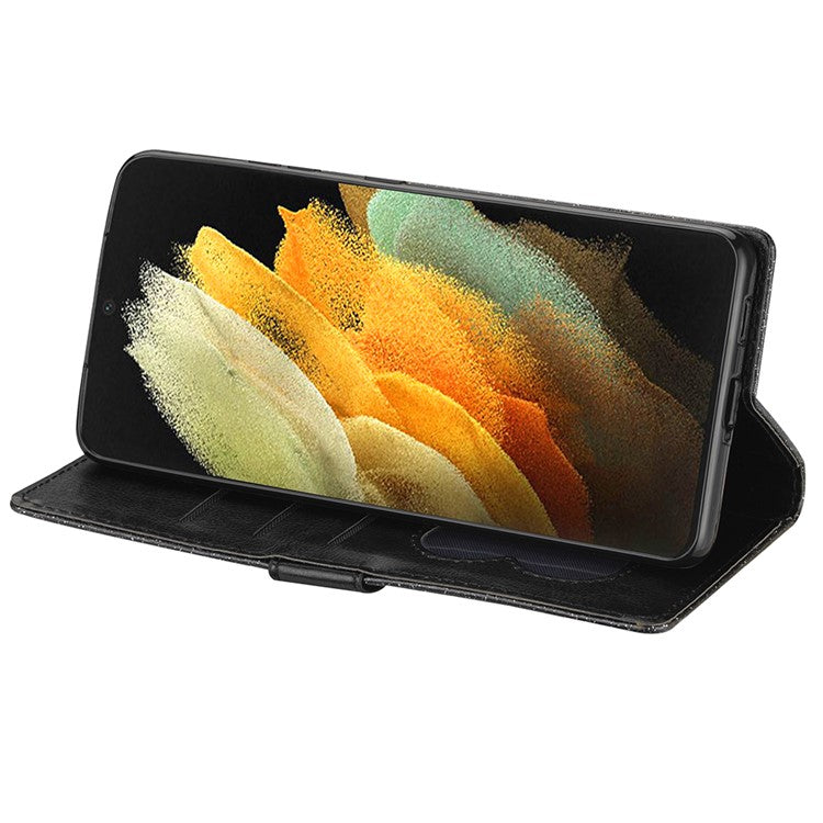 Glitter Sequins Magnetic Clasp Well-protected Anti-shock Zipper Pocket Wallet Flip Leather Phone Cover with Stand for Google Pixel 6 - Black