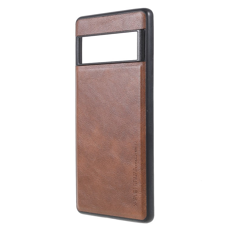 X-LEVEL Vintage Style Light Slim PU Leather Coated TPU Protective Cover Shell for Google Pixel 6 Pro - Brown