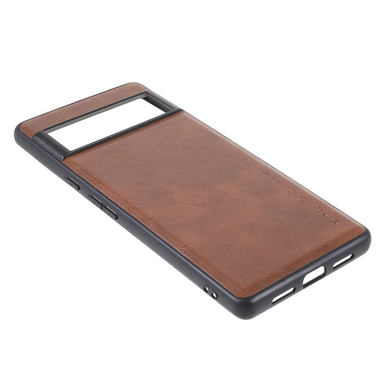X-LEVEL Vintage Style Light Slim PU Leather Coated TPU Protective Cover Shell for Google Pixel 6 Pro - Brown