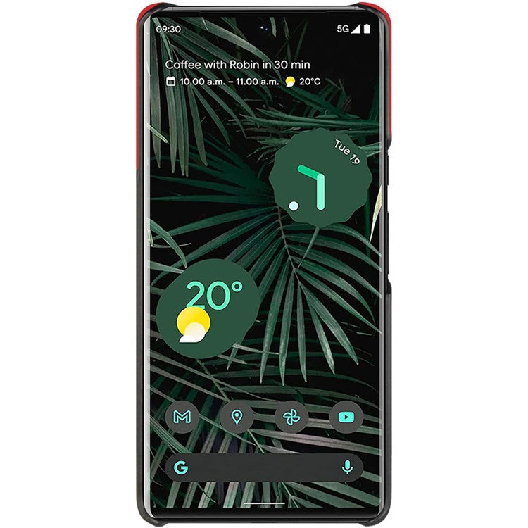 IMAK Ruiyi Series Bi-Color Precise Cutout Anti-Scratch PU Leather Coated PC Phone Cover Shell with Screen Protector for Google Pixel 6 Pro - Red/Black