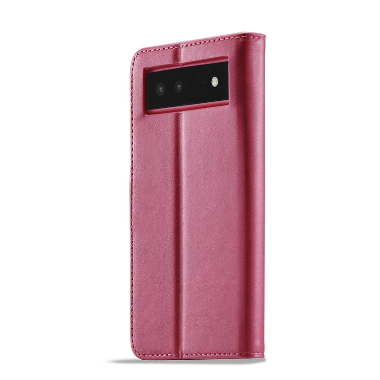 LC.IMEEKE PU Leather Wallet Stand Flip Shockproof Protective Cover for Google Pixel 6 - Rose