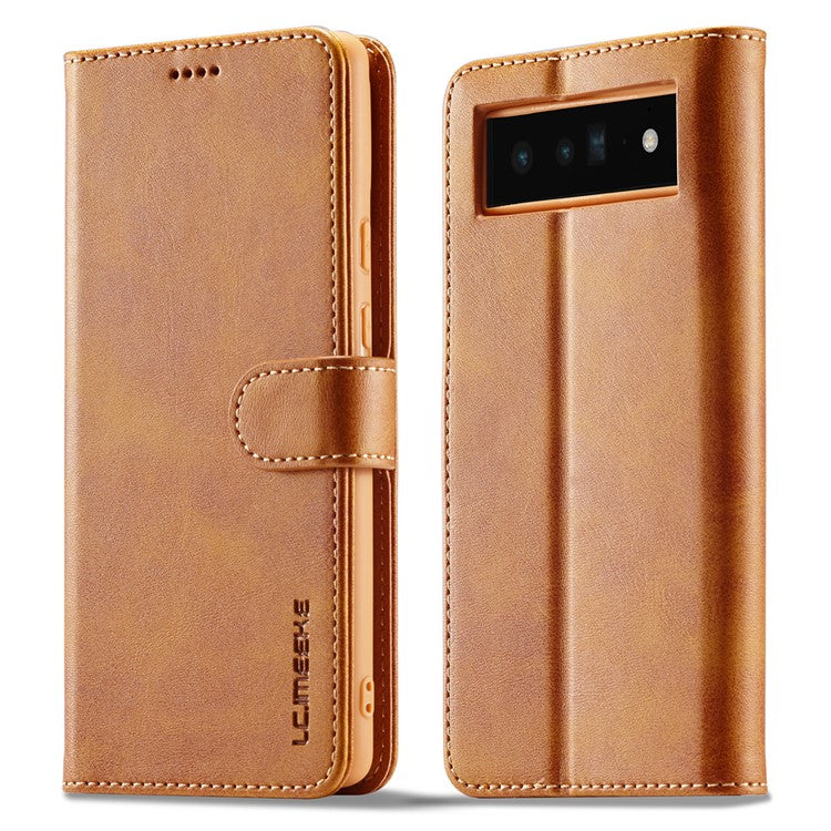 LC.IMEEKE Folio Stand PU Leather Wallet Flip Protective Phone Case Cover for Google Pixel 6 Pro - Yellow