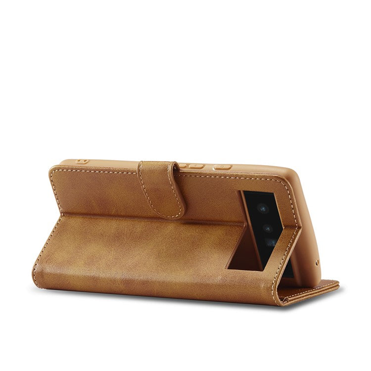 LC.IMEEKE Folio Stand PU Leather Wallet Flip Protective Phone Case Cover for Google Pixel 6 Pro - Yellow