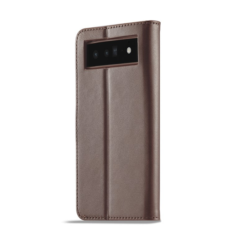 LC.IMEEKE Folio Stand PU Leather Wallet Flip Protective Phone Case Cover for Google Pixel 6 Pro - Brown