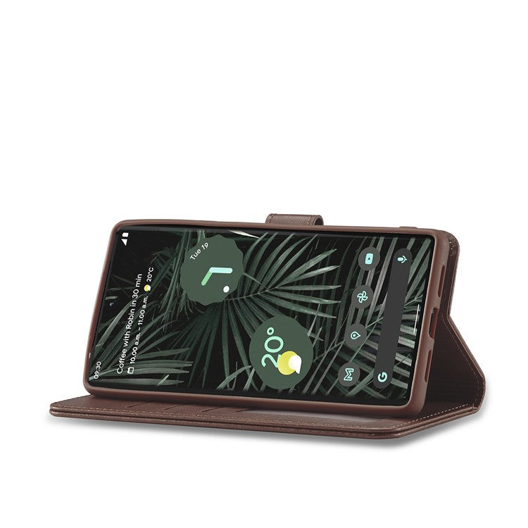 LC.IMEEKE Folio Stand PU Leather Wallet Flip Protective Phone Case Cover for Google Pixel 6 Pro - Brown