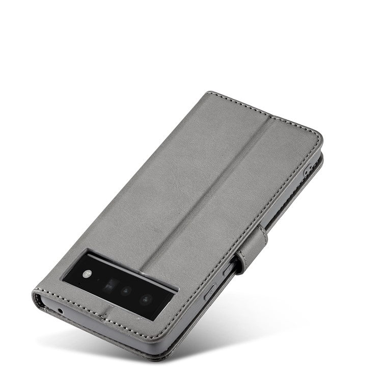 LC.IMEEKE Folio Stand PU Leather Wallet Flip Protective Phone Case Cover for Google Pixel 6 Pro - Grey
