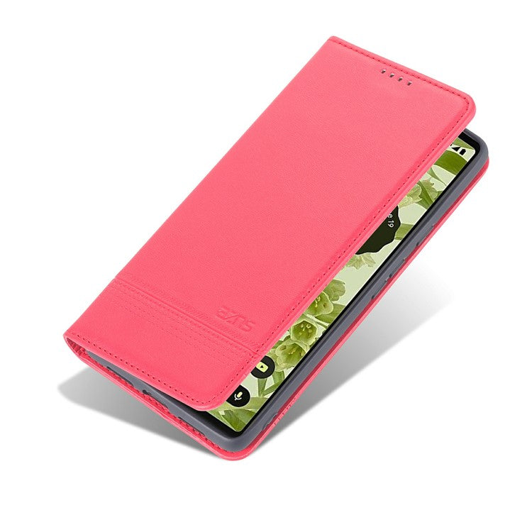 AZNS Practical Flip Phone Cover Wallet Design Durable PU Leather Shockproof Phone Case for Google Pixel 6 - Red