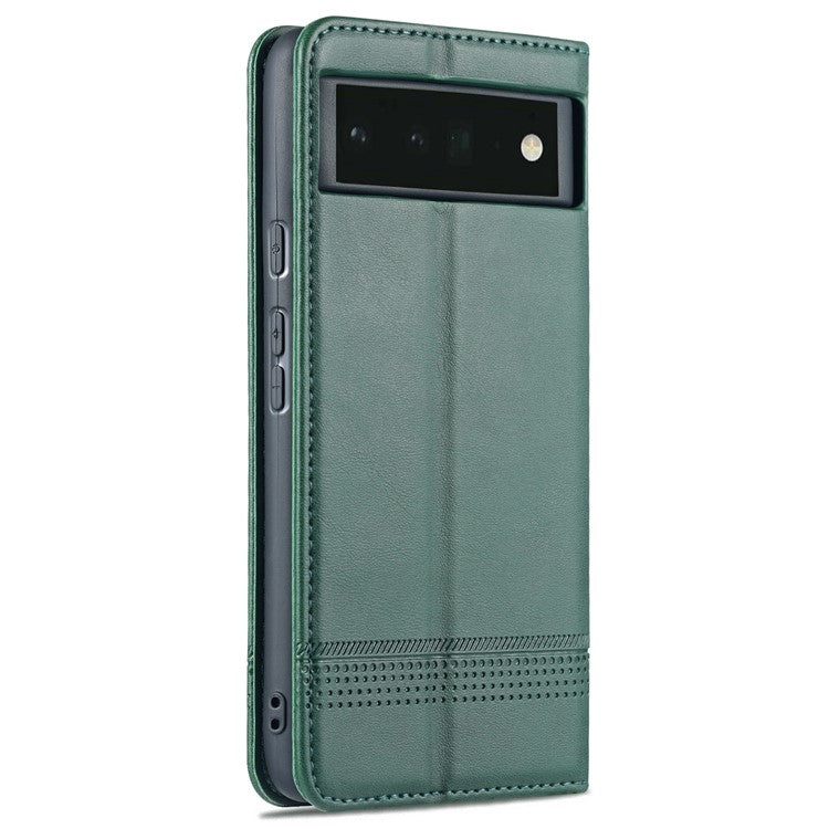 AZNS Practical Flip Phone Cover Wallet Design Durable PU Leather Shockproof Phone Case for Google Pixel 6 - Green