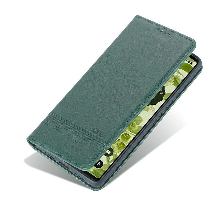 AZNS Practical Flip Phone Cover Wallet Design Durable PU Leather Shockproof Phone Case for Google Pixel 6 - Green