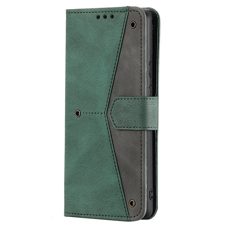 Splicing PU Leather and TPU Phone Flip Case Stitching Skin-touch Stand Wallet Phone Protective Cover for Google Pixel 6 Pro - Green