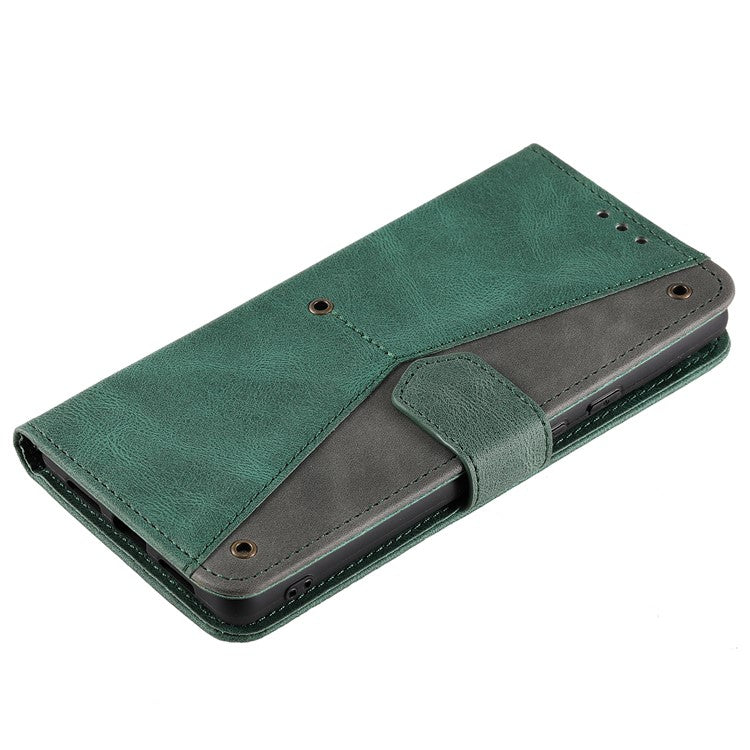 Splicing PU Leather and TPU Phone Flip Case Stitching Skin-touch Stand Wallet Phone Protective Cover for Google Pixel 6 Pro - Green