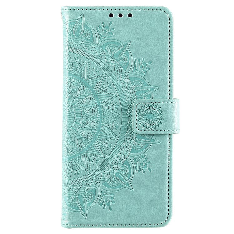 Mandala Flower Pattern Imprinted Wallet Flip PU Leather Stand Case with Strap for Google Pixel 6 Pro - Green