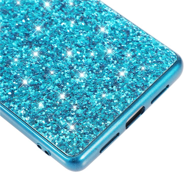 Glitter Electroplating TPU Bumper + Hard PC Back Panel Hybrid Phone Case Cover for Google Pixel 6 Pro - Black