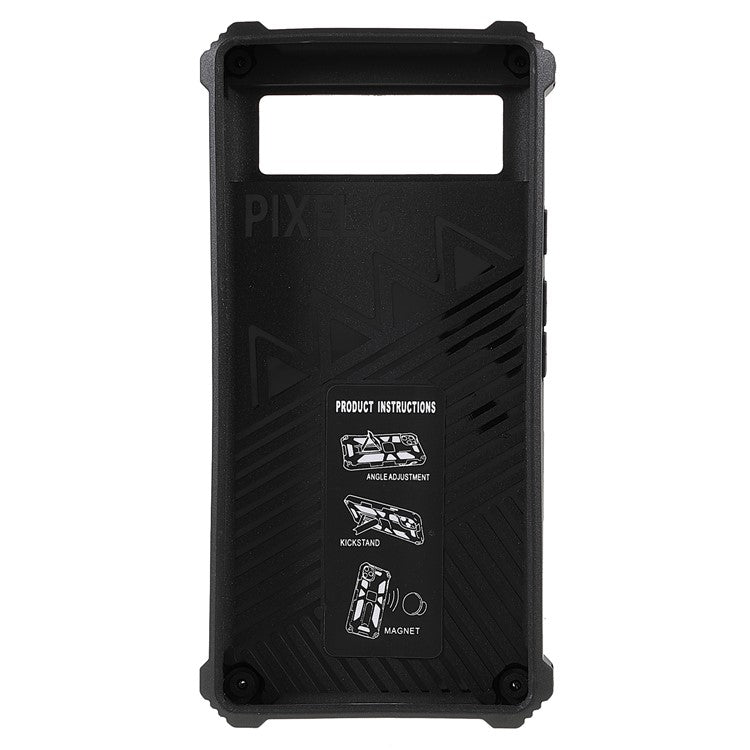 Camouflage Design Dual Layer Soft TPU Hard PC Protective Case with Kickstand for Google Pixel 6 - Army Green