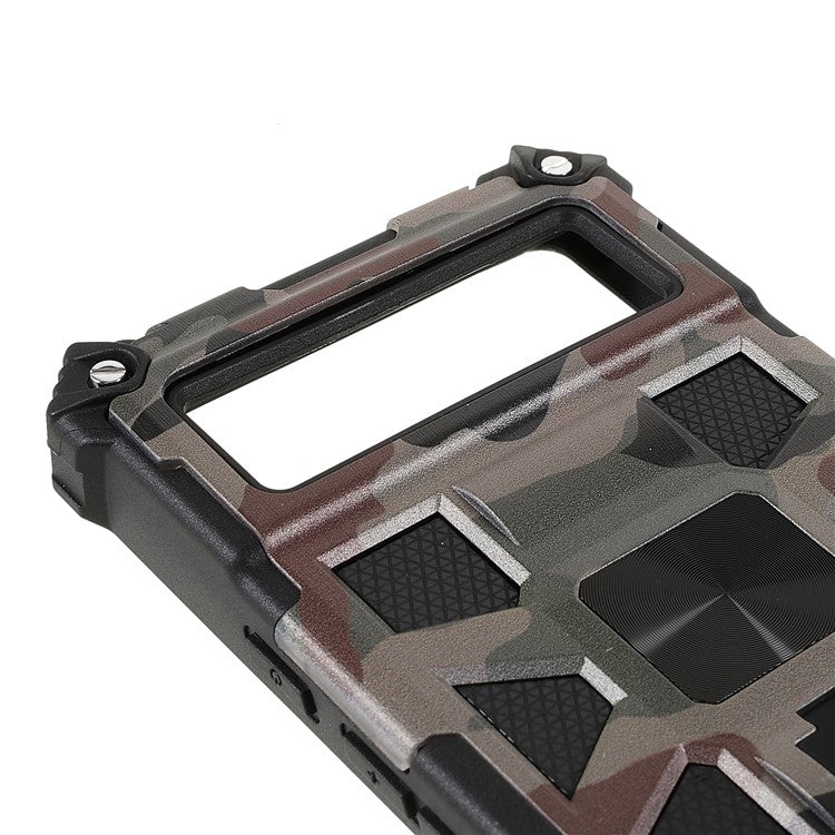 Camouflage Design Dual Layer Soft TPU Hard PC Protective Case with Kickstand for Google Pixel 6 - Army Green