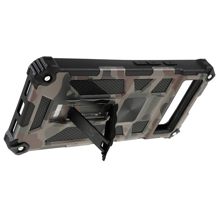 Camouflage Design Dual Layer Soft TPU Hard PC Protective Case with Kickstand for Google Pixel 6 - Army Green