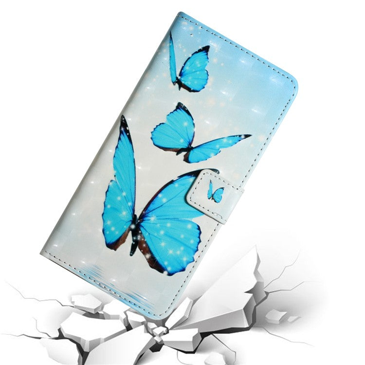 Pattern Printing Light Spot Decor Full Protection Leather Case Phone Cover with Stand Wallet for Google Pixel 6 - Blue Butterfly