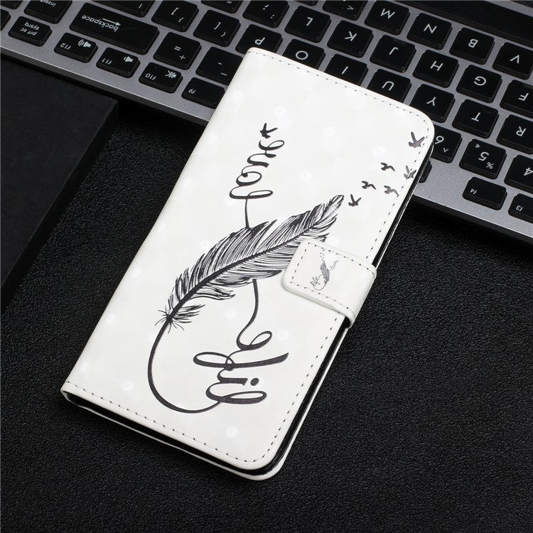 Pattern Printing Light Spot Decor Full Protection Leather Case Phone Cover with Stand Wallet for Google Pixel 6 - Feather