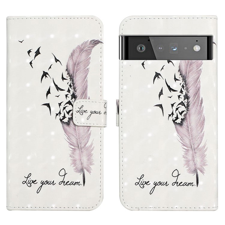 Pattern Printing Light Spot Decor Full Protection Leather Case Phone Cover with Stand Wallet for Google Pixel 6 - Live Your Dream