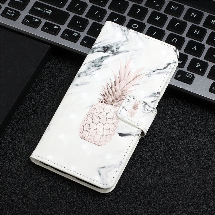 Pattern Printing Light Spot Decor Foldable Stand PU Leather Phone Case Cover with Wallet for Google Pixel 6 Pro - Pineapple