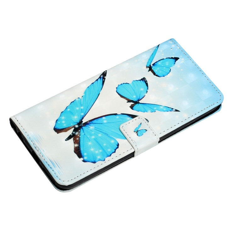 Pattern Printing Light Spot Decor Foldable Stand PU Leather Phone Case Cover with Wallet for Google Pixel 6 Pro - Blue Butterfly