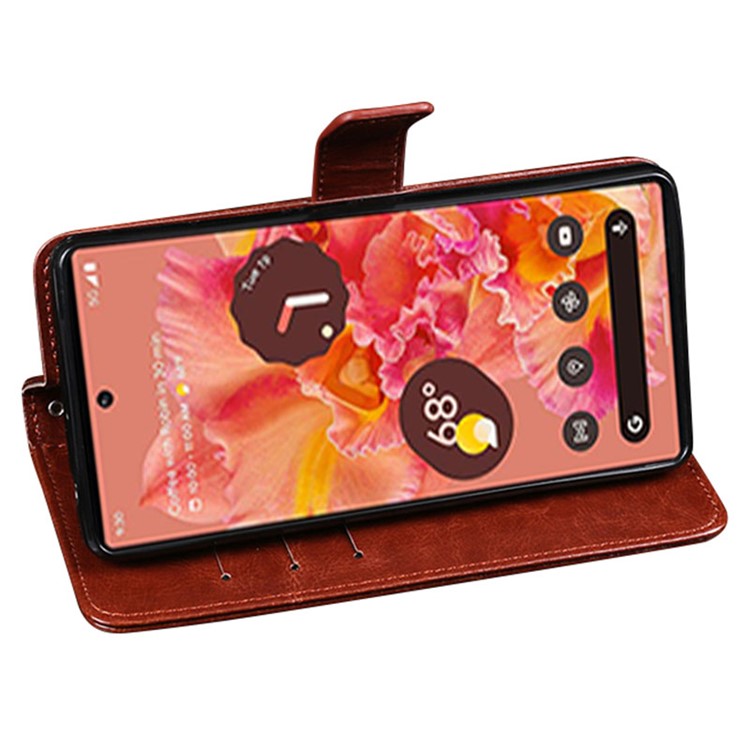 IDEWEI Anti-dust Mobile Phone Bag Case PU Leather + TPU Protection Stand Phone Case for Google Pixel 6 Pro - Yellow