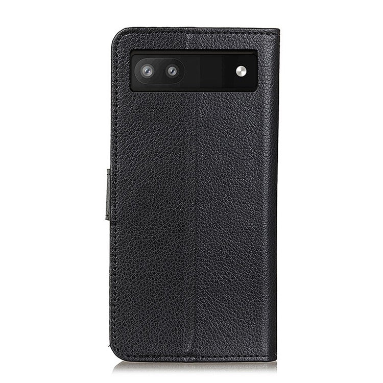 Litchi Texture PU Leather Case Hands-free Stand Design Phone Wallet Cover for Google Pixel 6a - Black
