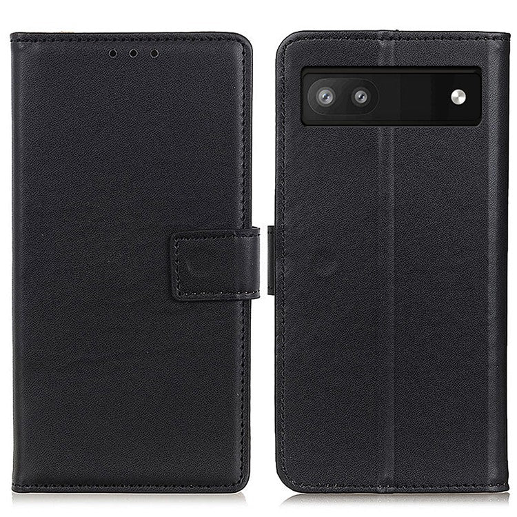 Anti-Drop Flip Folio PU Leather Shell Foldable Stand Design Wallet Phone Case for Google Pixel 6a - Black