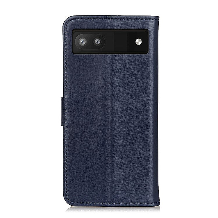 Anti-Drop Flip Folio PU Leather Shell Foldable Stand Design Wallet Phone Case for Google Pixel 6a - Blue
