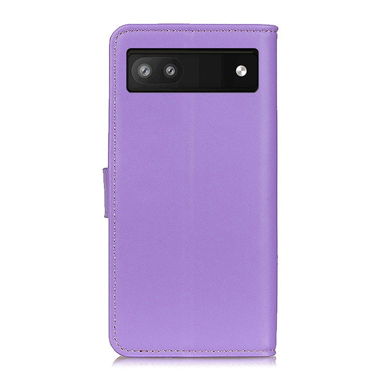 Anti-Drop Flip Folio PU Leather Shell Foldable Stand Design Wallet Phone Case for Google Pixel 6a - Purple