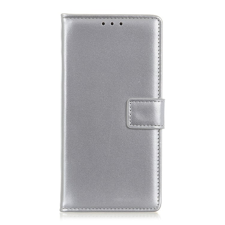 Anti-Drop Flip Folio PU Leather Shell Foldable Stand Design Wallet Phone Case for Google Pixel 6a - Silver