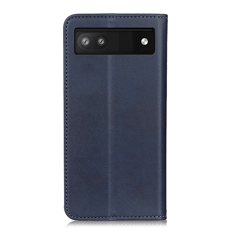 Magnetic Auto-absorbed Solid Color Split Leather + TPU Stand Wallet Case for Google Pixel 6a - Blue