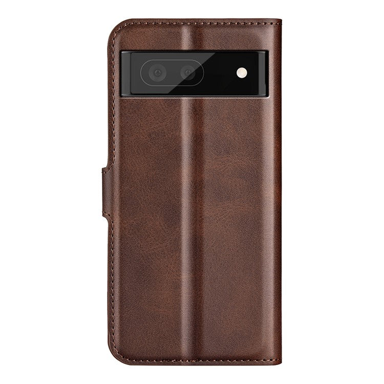 Magnetic Clasp Folio Flip PU Leather + TPU Phone Case Foldable Stand Shockproof Protective Cover for Google Pixel 6a - Brown