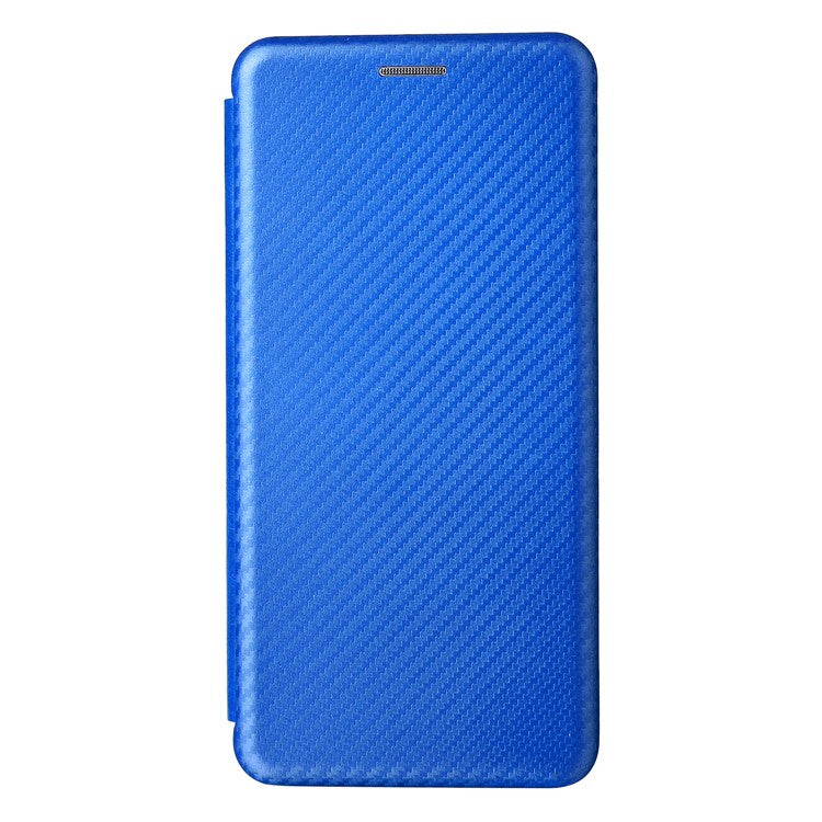 Carbon Fiber Texture Magnetic Auto-absorbed Leather Phone Case Protective Cover with Stand and Card Slot for Google Pixel 6a - Blue
