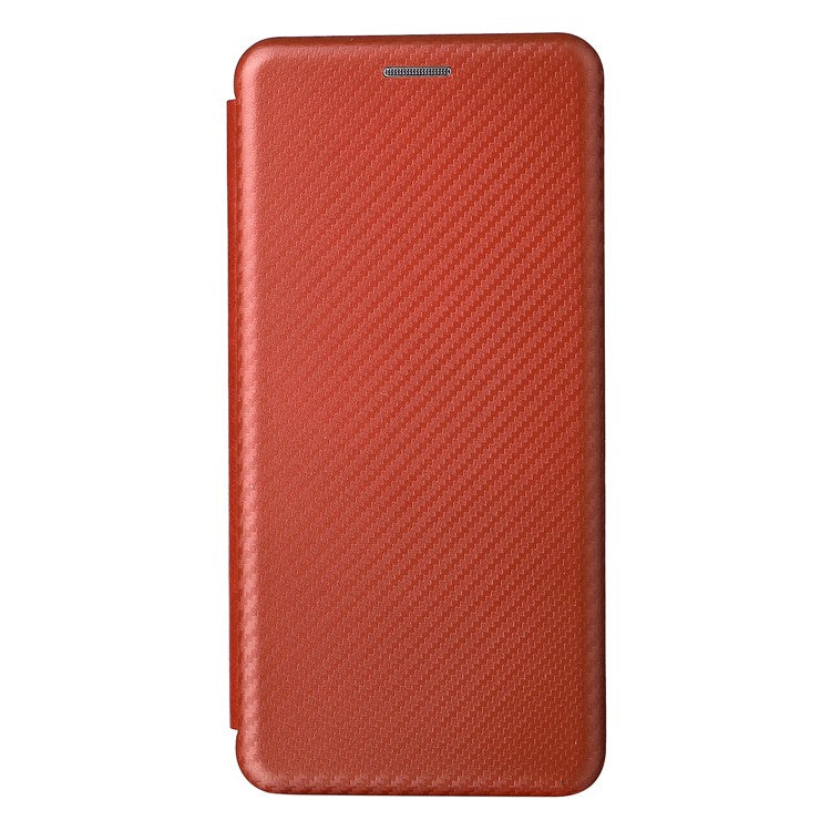 Carbon Fiber Texture Magnetic Auto-absorbed Leather Phone Case Protective Cover with Stand and Card Slot for Google Pixel 6a - Orange