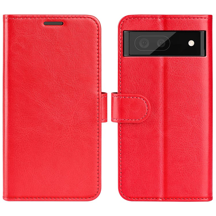 Fall-resistant Crazy Horse Texture PU Leather + TPU Stand Wallet Phone Case Cover for Google Pixel 6a - Red