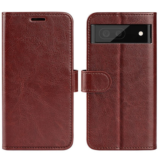 Fall-resistant Crazy Horse Texture PU Leather + TPU Stand Wallet Phone Case Cover for Google Pixel 6a - Brown