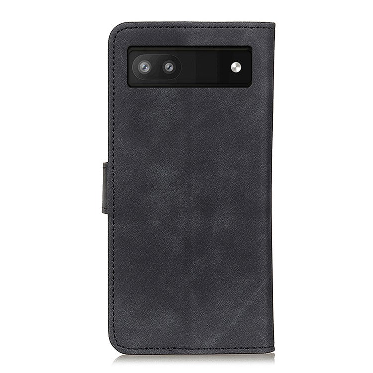 KHAZNEH Magnetic Closure Retro Texture Leather Case Stand Wallet Flip Leather + TPU Inner Shell Phone Cover for Google Pixel 6a - Black